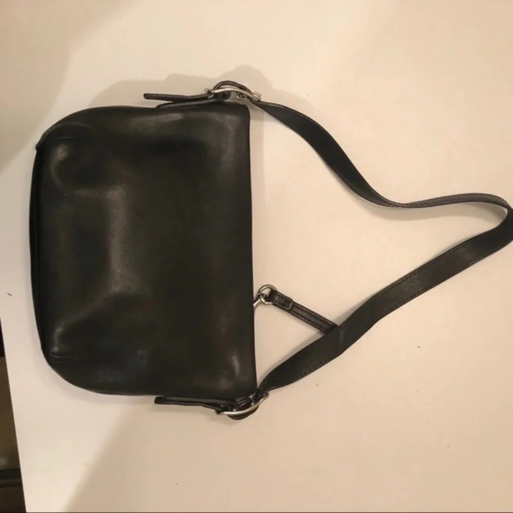 Coach black leather mini tote bag
